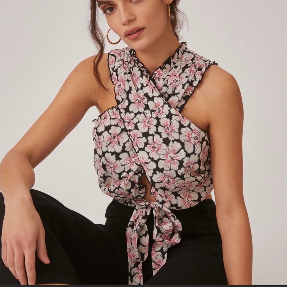 NWT Anthropologie Let Me Be Twisted Halter Cropped Top Size L